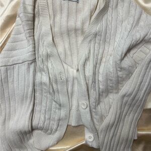 Hollister Ivory Cable Knit Button-Front Cardigan